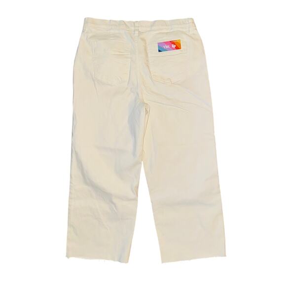 YMI Freckled Poppy Wide-leg Crop High-Rise Jeans with Raw Hem White Size L 32 - Picture 2 of 4